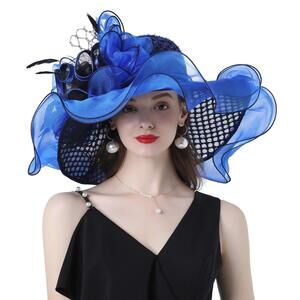 Women Organza Fascinator Church Kentucky Hat Floral Tea Party Wedding 9194